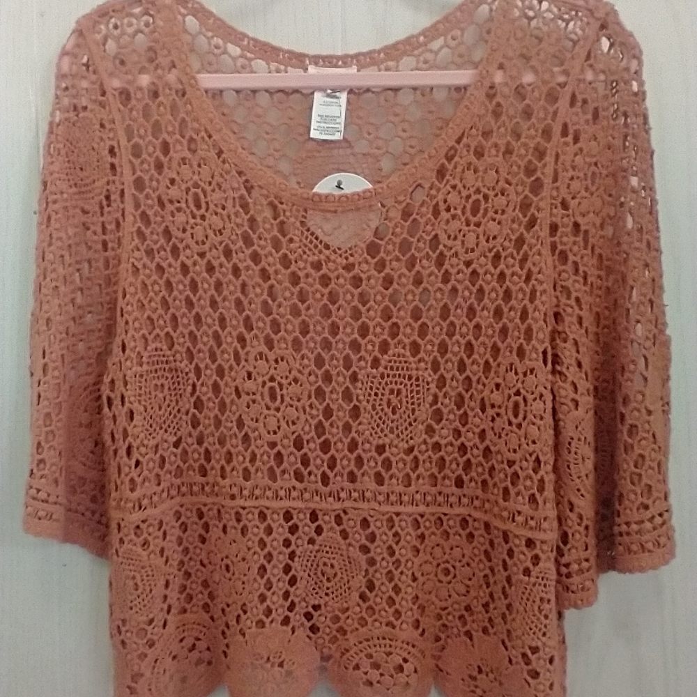 En Créme Crochet Lace Top - Terracotta